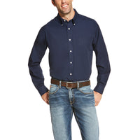 Wrinkle Free Solid Navy Blue Button Down