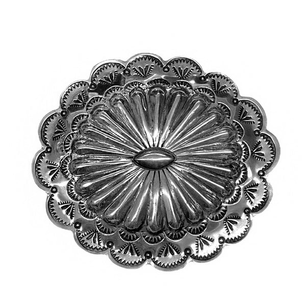 Burnished Silver Round Concho Belt Buckle