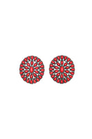 Red Large Cluster Post Earrings