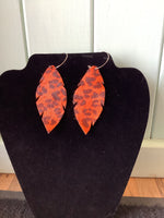 Orange Leather Leopard Earrings