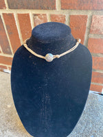 Copper Beaded Leather Fringe Necklace